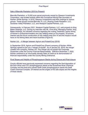 [Sale of Bienville Plantation (2015 to Present); Nutrien Ltd. — A Merger between Agrium and PotashCorp (2016); Final Slopes and Heights of Phosphogypsum Stacks during Closure and Post-closure]