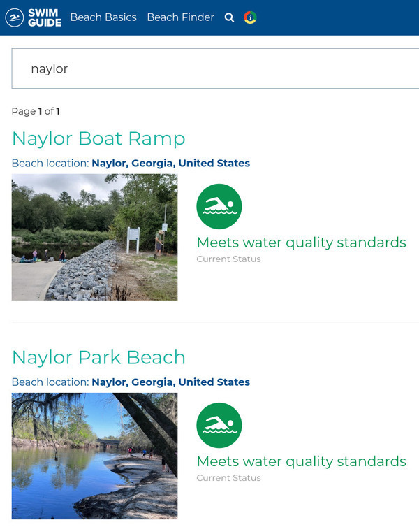 [Naylor Beach and Boat Ramp, Alapaha River, in Swim Guide 2023-04-18]