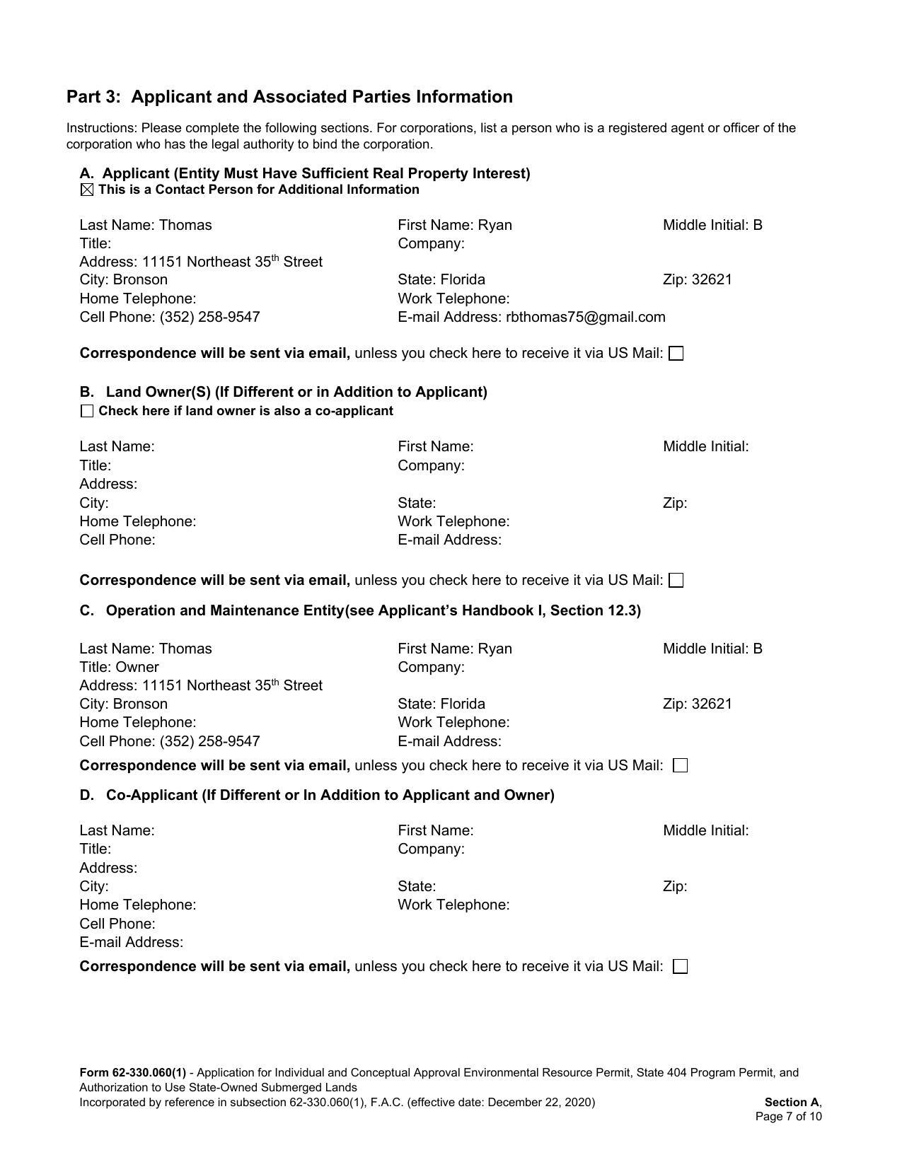 C. Operation and Maintenance Entity(see Applicant’s Handbook I, Section 12.3)