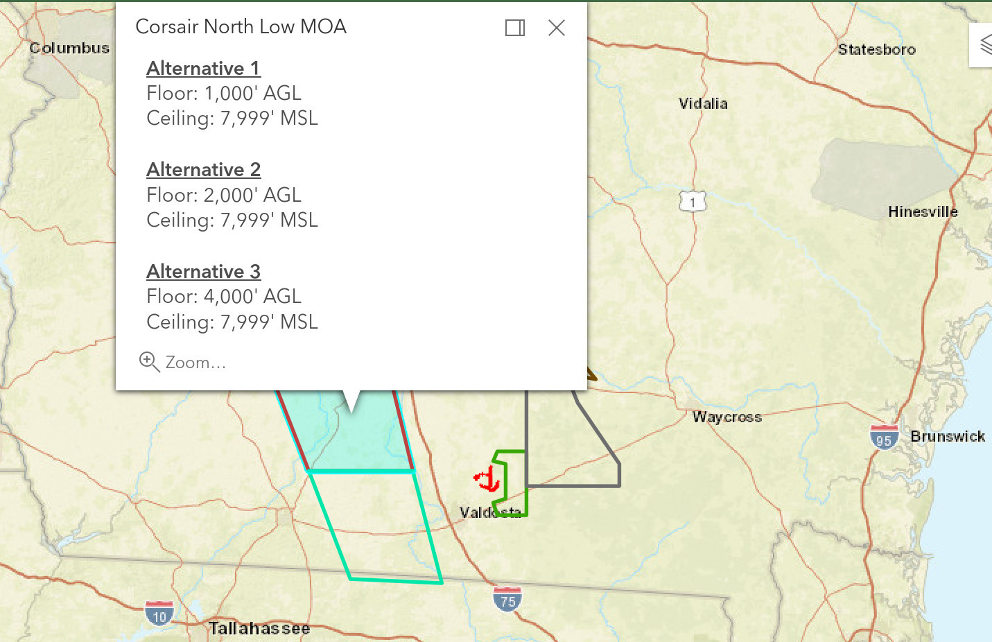 Corsair North Low MOA: Around Moultrie, in the Flint, Ochlockonee, Withlacoochee, and Little River Basins