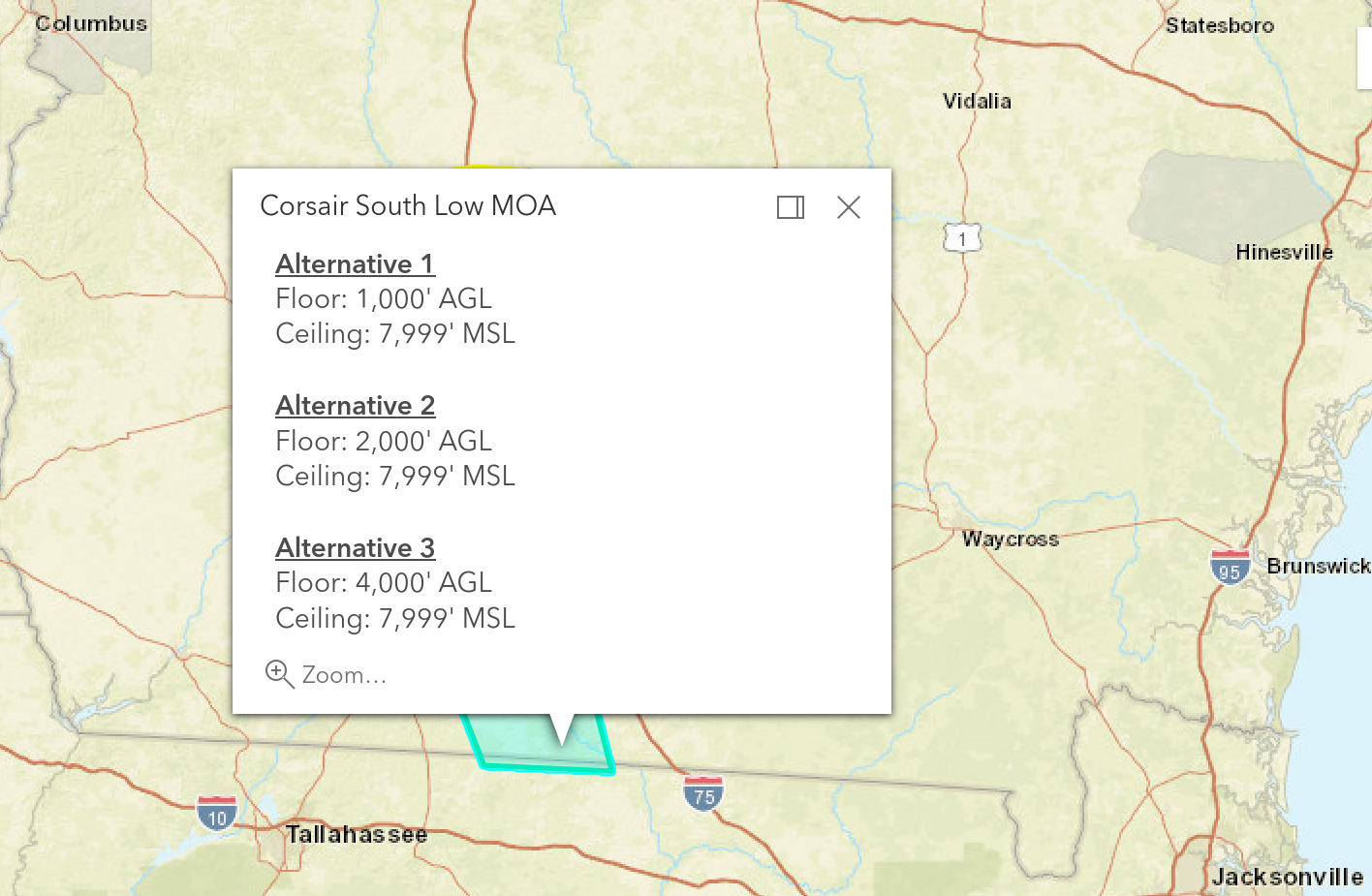 Corsair South Low MOA: Between Thomasville and Valdosta through QUitman in the Ocholockonee and Withlacoochee River Basins