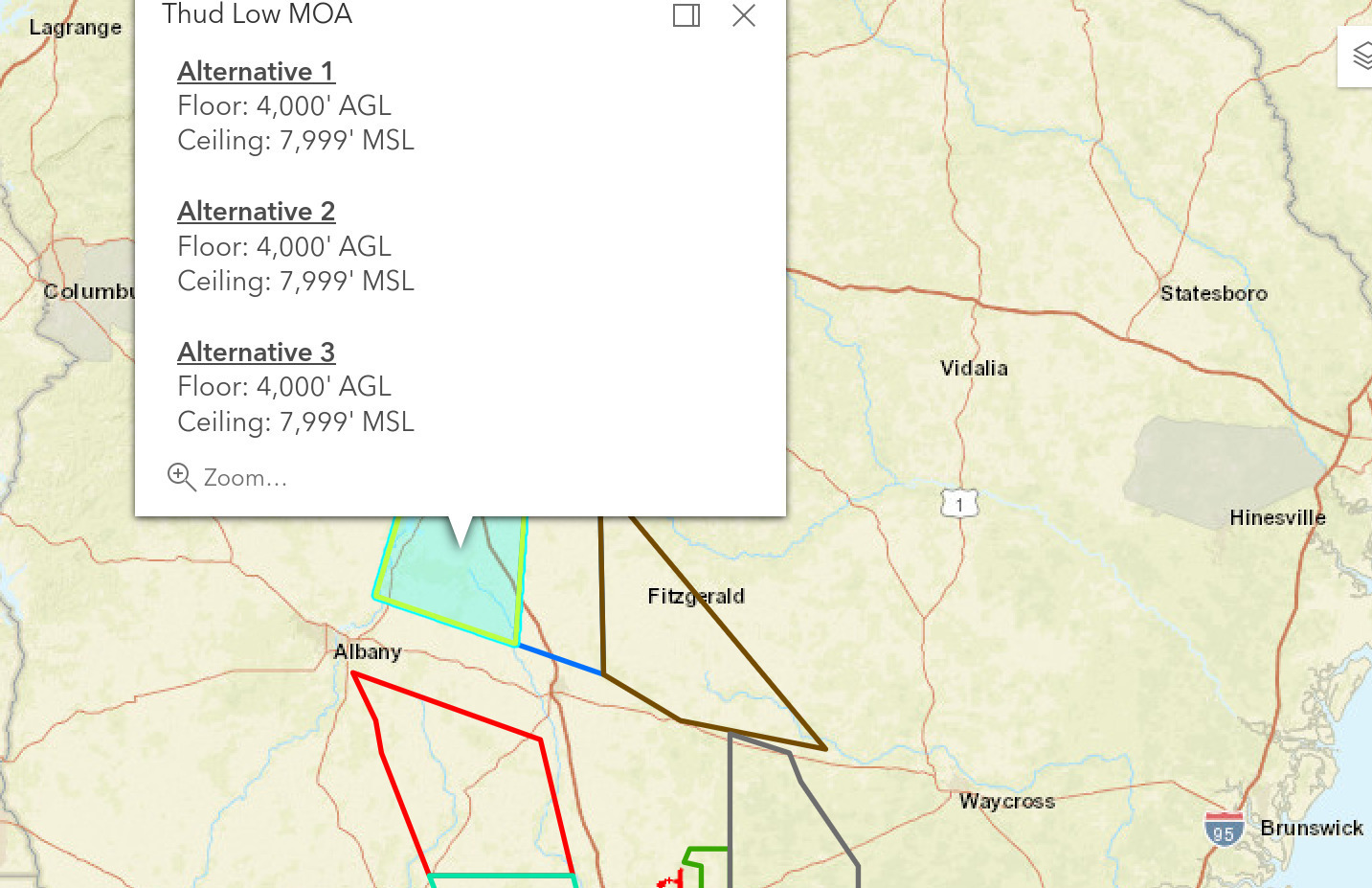 Thud Low MOA: Lake Blackshear and Cordele in the Flint Basin to Ashburn and the top of the Little and Alapaha River Basins