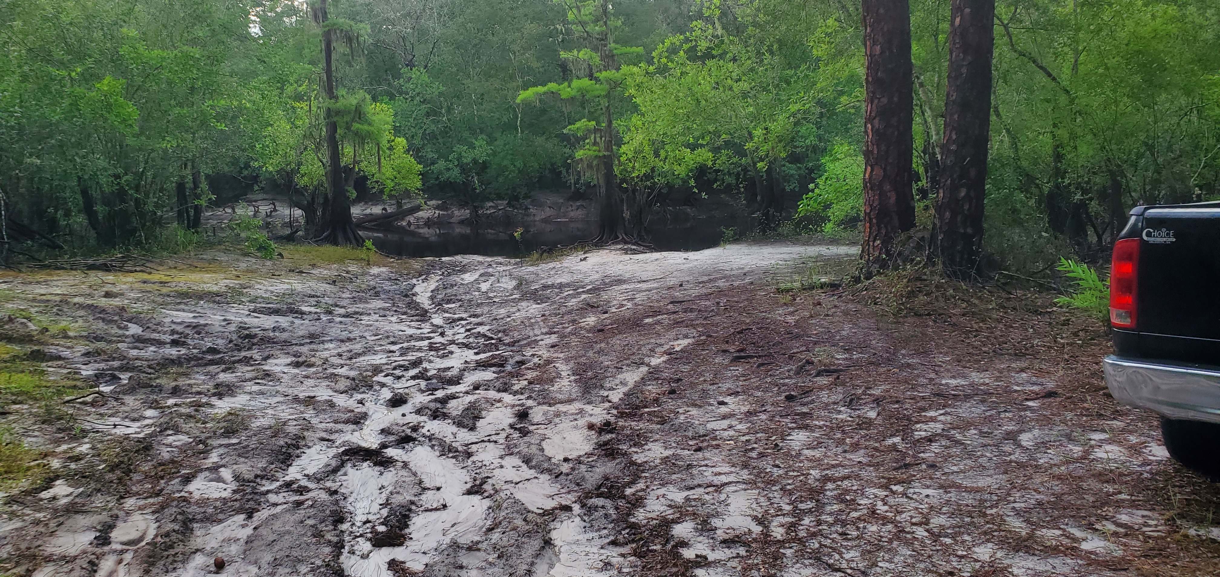 Wet Three Steps Landing to retrieve trucks, 17:05:42, 30.7157057, -82.5098688