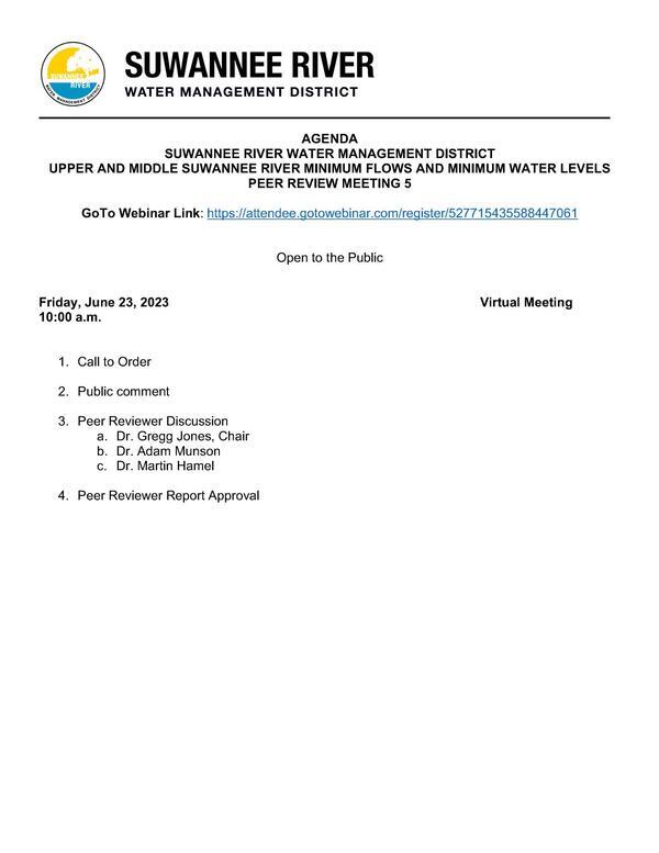 [Peer Review Meeting 5 Agenda]