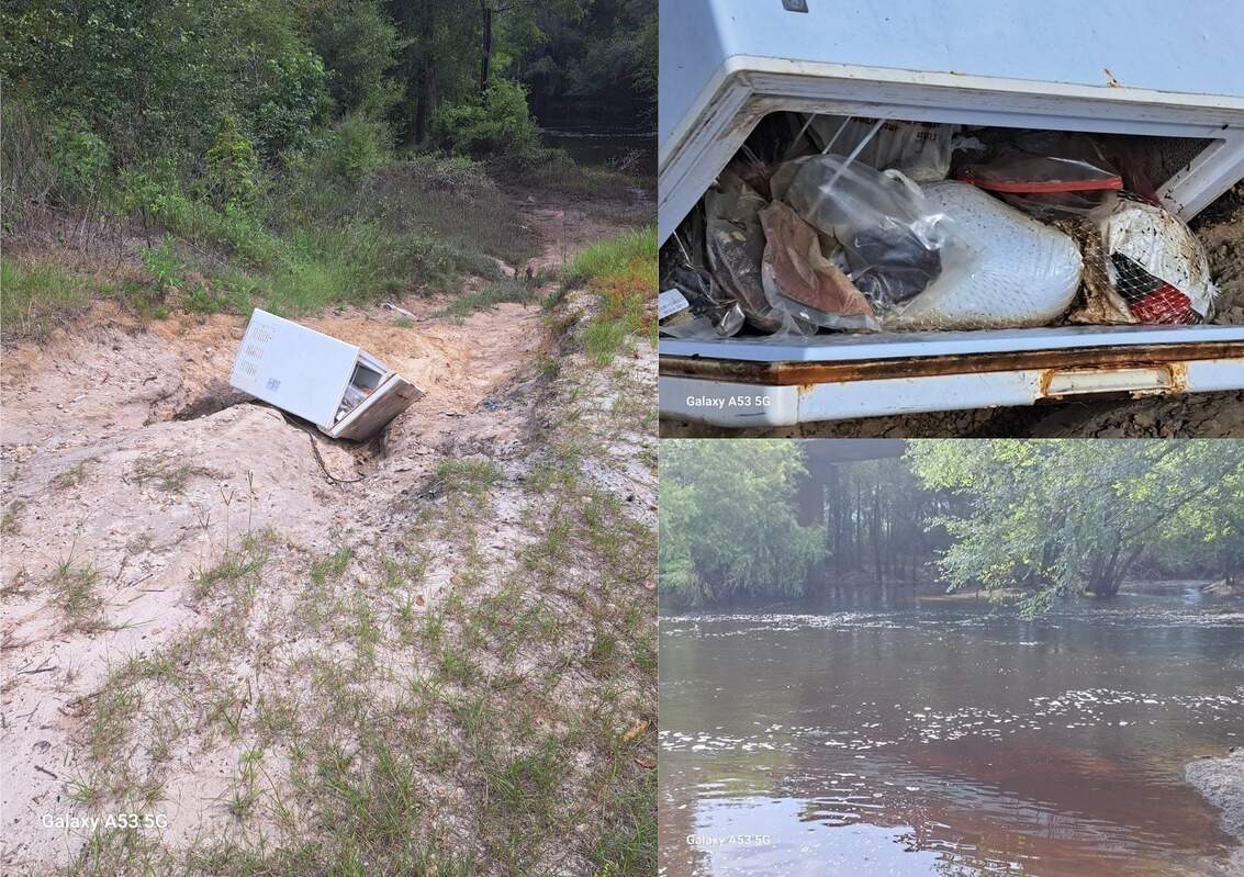 Ravine, freezer, Withlacoochee River under Clyattville-Nankin Road Bridge --Suzy Hall 2023-07-05