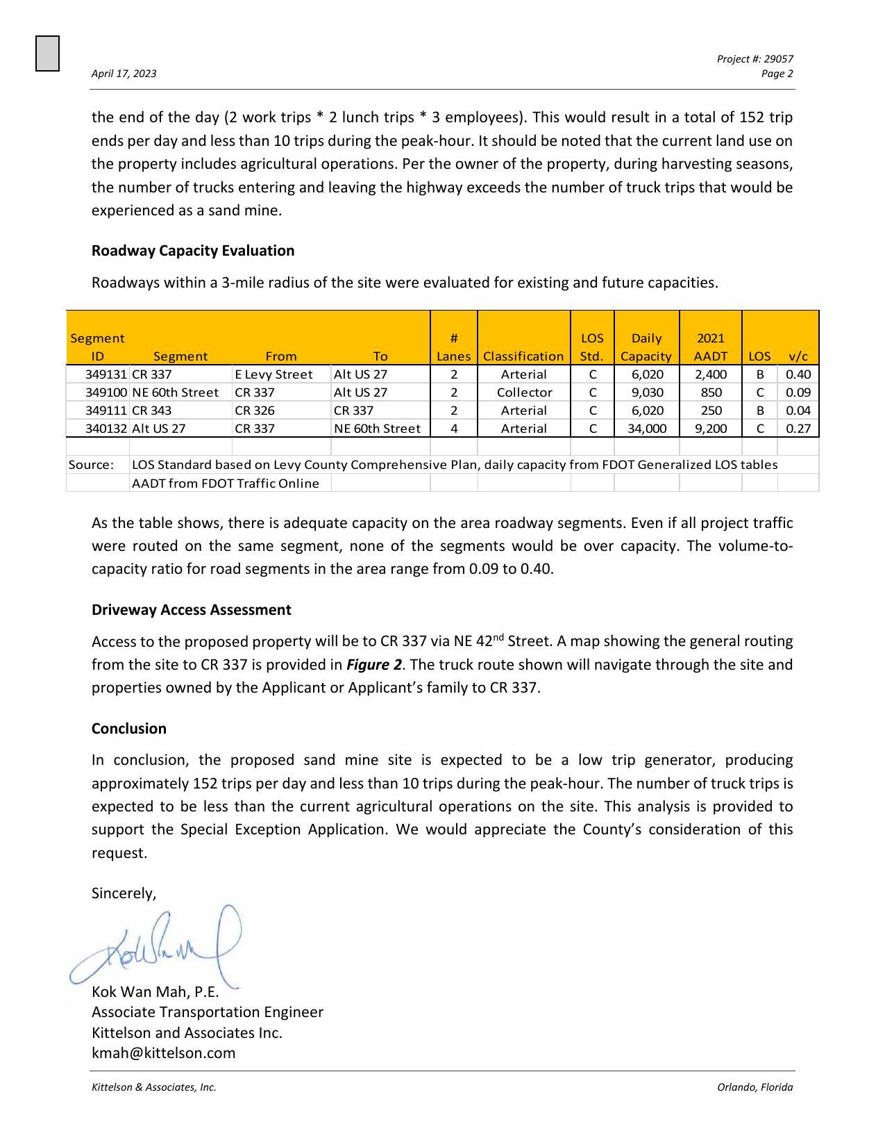 Roadway Capacity Evaluation