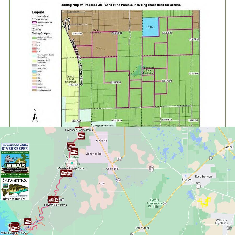 Collage, 3RT Sand Mine, Levy Count Planning Commission Packet 2023-07-10