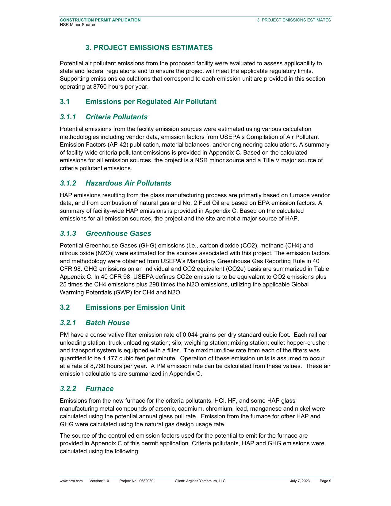 3. PROJECT EMISSIONS ESTIMATES