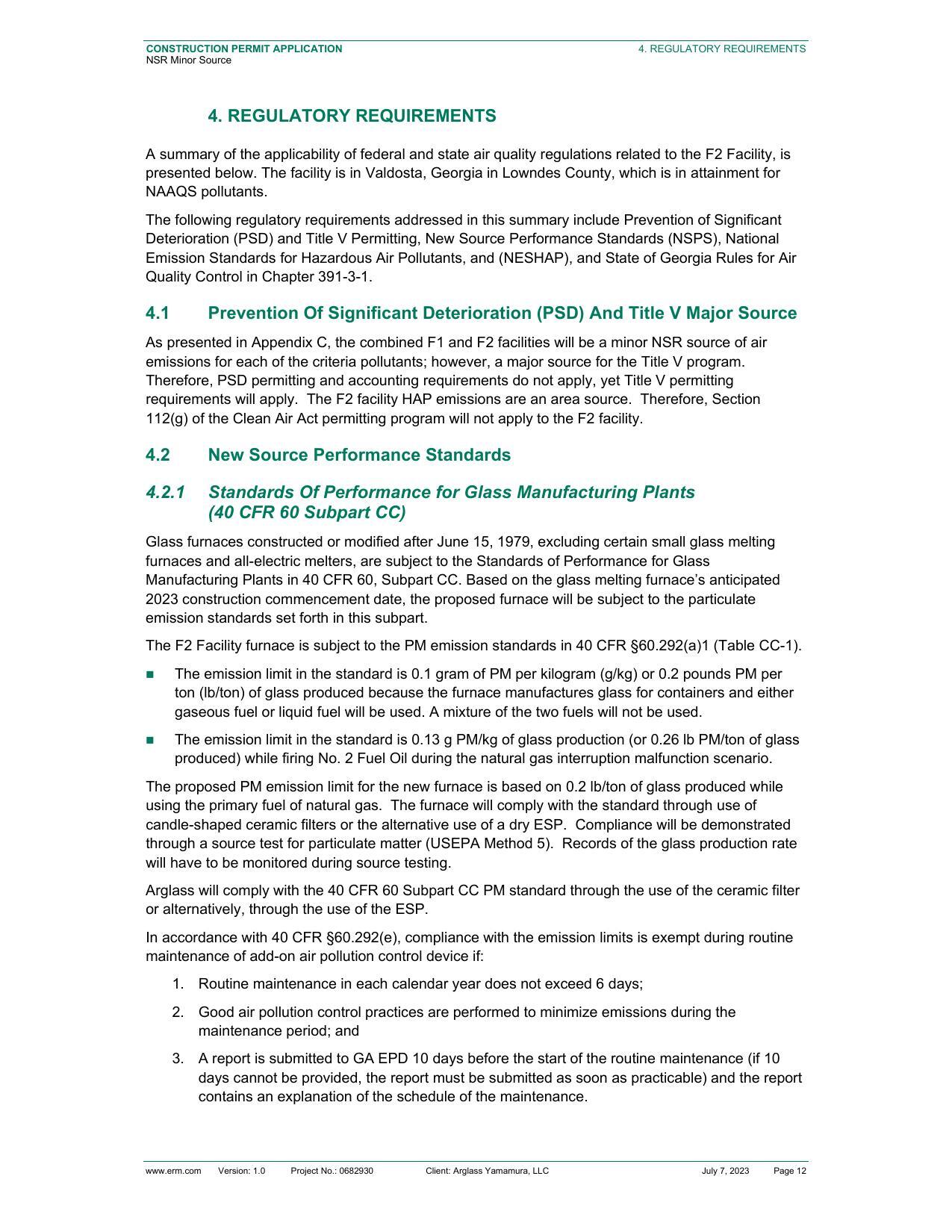 4. REGULATORY REQUIREMENTS