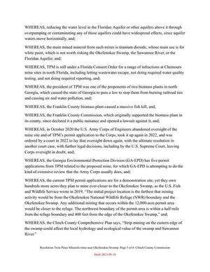 [WHEREAS, TPM is still under a Florida Consent Order for a range of infractions at Chemours mine sites in north Florida,]