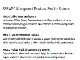 SSRWPC Management Practices: Find the Sources