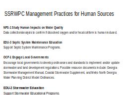 SSRWPC Management Practices for Human Sources