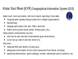 Know Your River (KYR) Geographical Information System (GIS)  