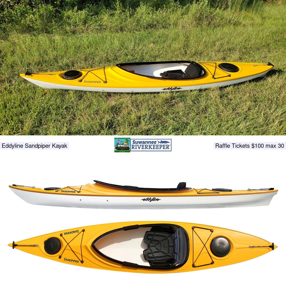 IG: Eddyline Sandpiper Kayak $100 Raffle Ticket max 30