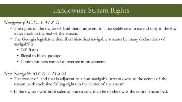 Landowner Stream Rights, Navigable (O.C.G.A. 44-8-5)