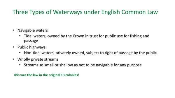 Three Types of Waterways under English Common Law