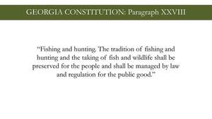 [Right to Hunt and Fish, GEORGIA CONSTITUTION: Paragraph XXVIII]