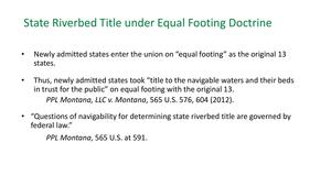 [State Riverbed Title under Equal Footing Doctrine]