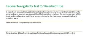 [Federal Navigability Test for Riverbed Title]