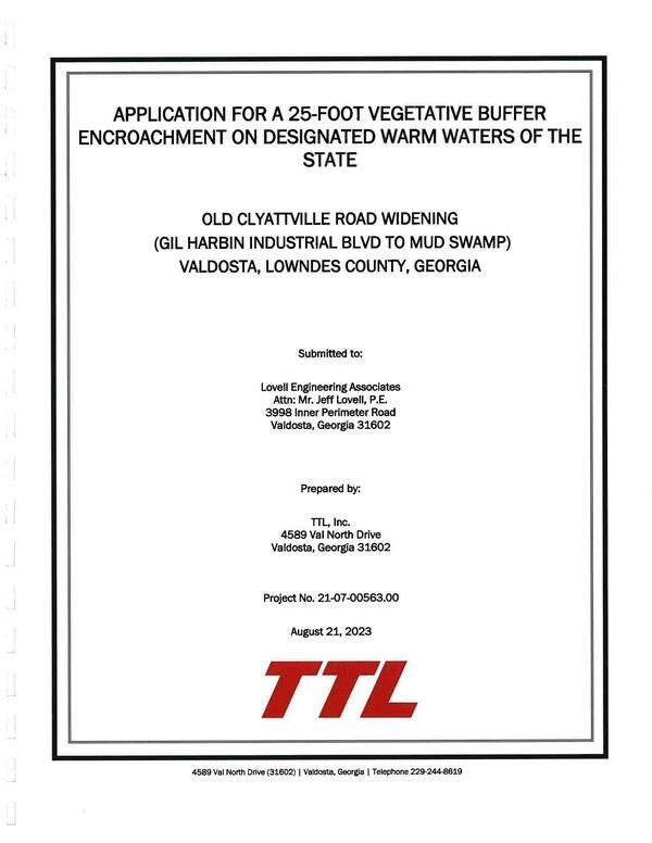 Cover page, TTL Application, Old-Clayattville-Road-Widening-BV-092-23-01-0003