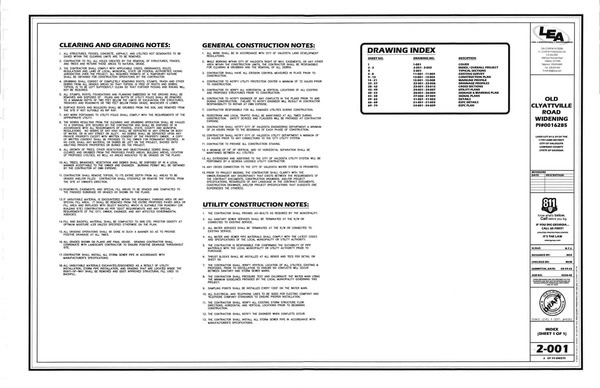 Notes and Drawing Index