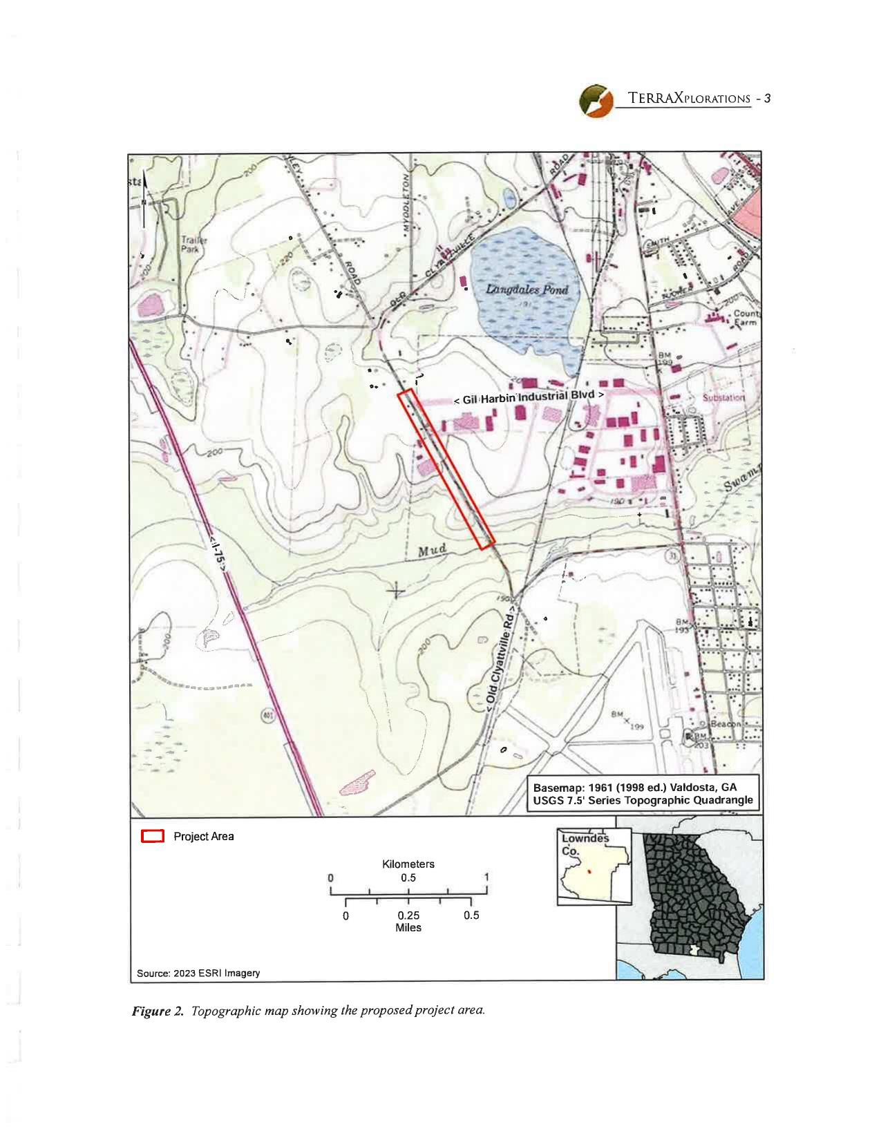 Figure 2. Topographic map showing the proposed project area.