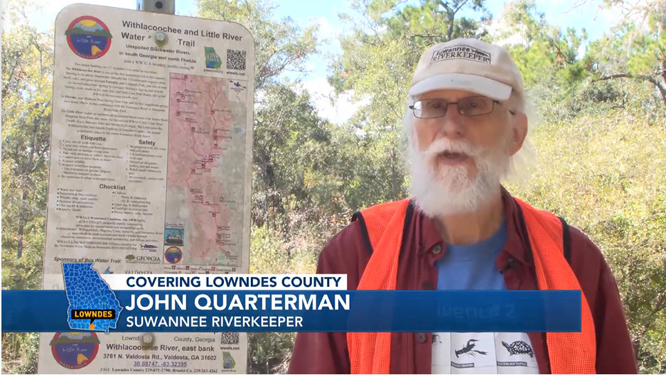 Suwannee Riverkeeper on WALB TV, Langdale Park Boat Ramp, Withlacoochee River 2023-10-19