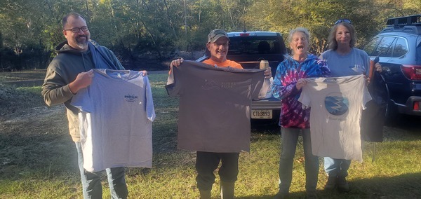 Several years' Rivers Alive shirts, Bobby McKenzie, Russell Allen McBride, Gretchen Quarterman, Suzy Hall