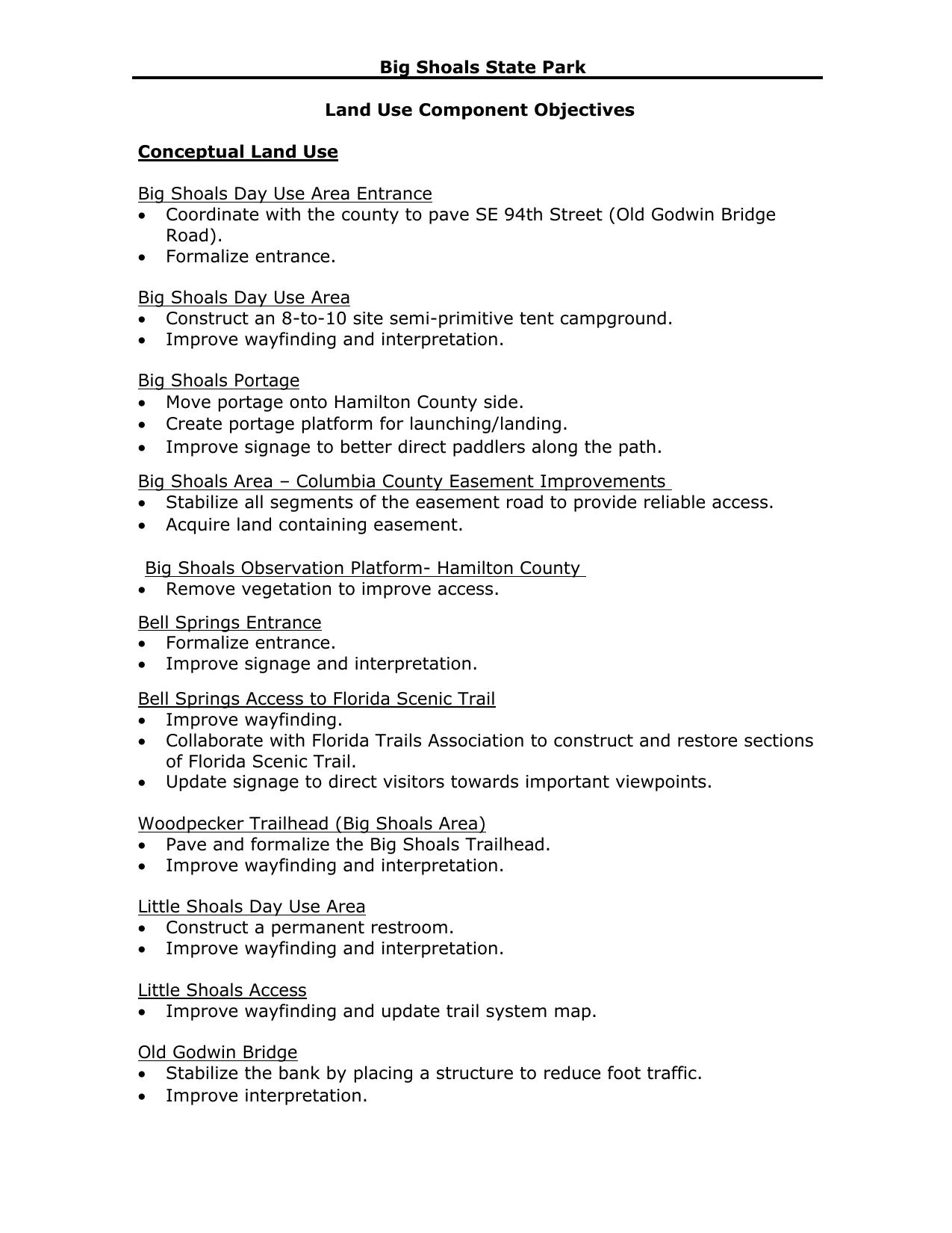 Conceptual Land Use, Big Shoals Executive Summary Page 3