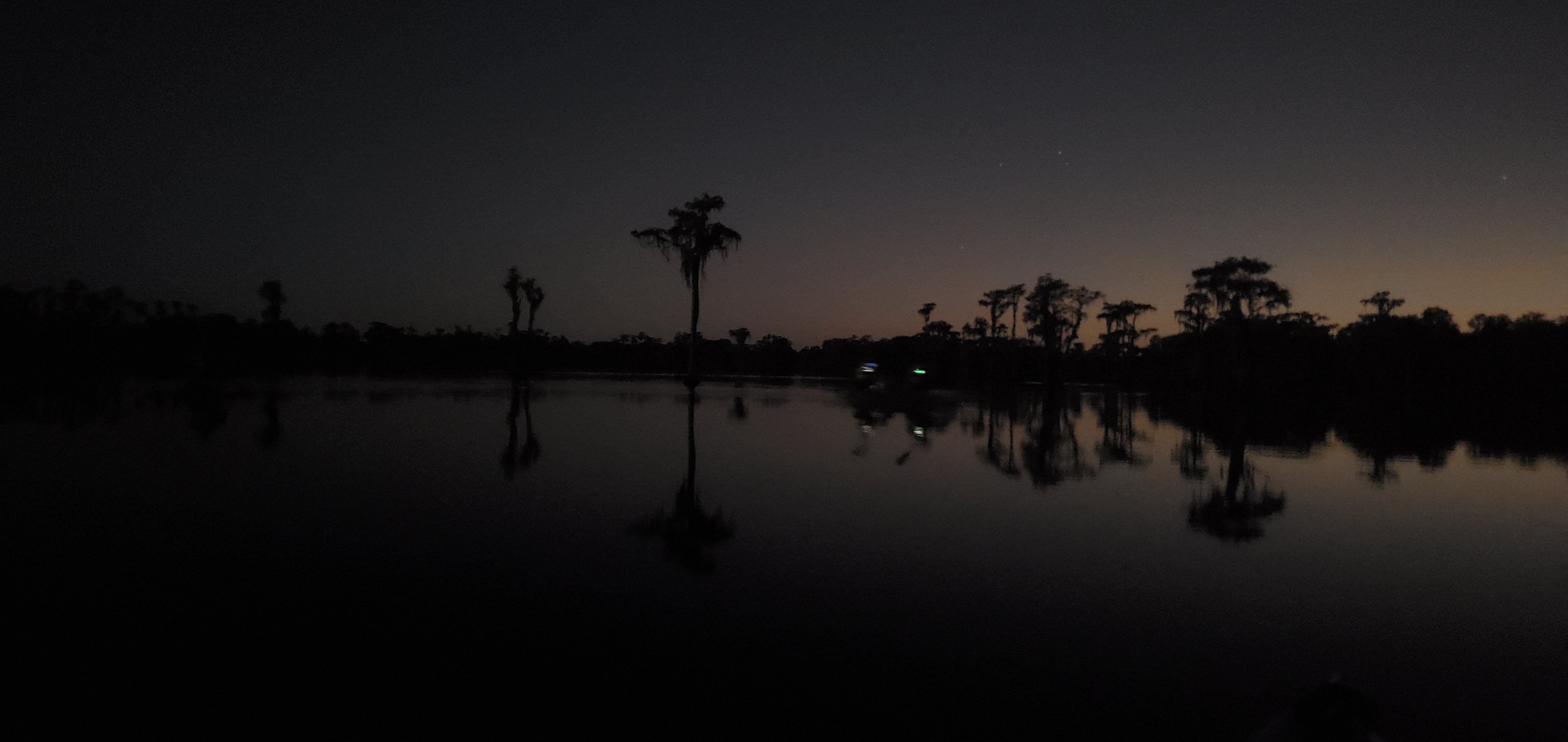 Boat lights dusk