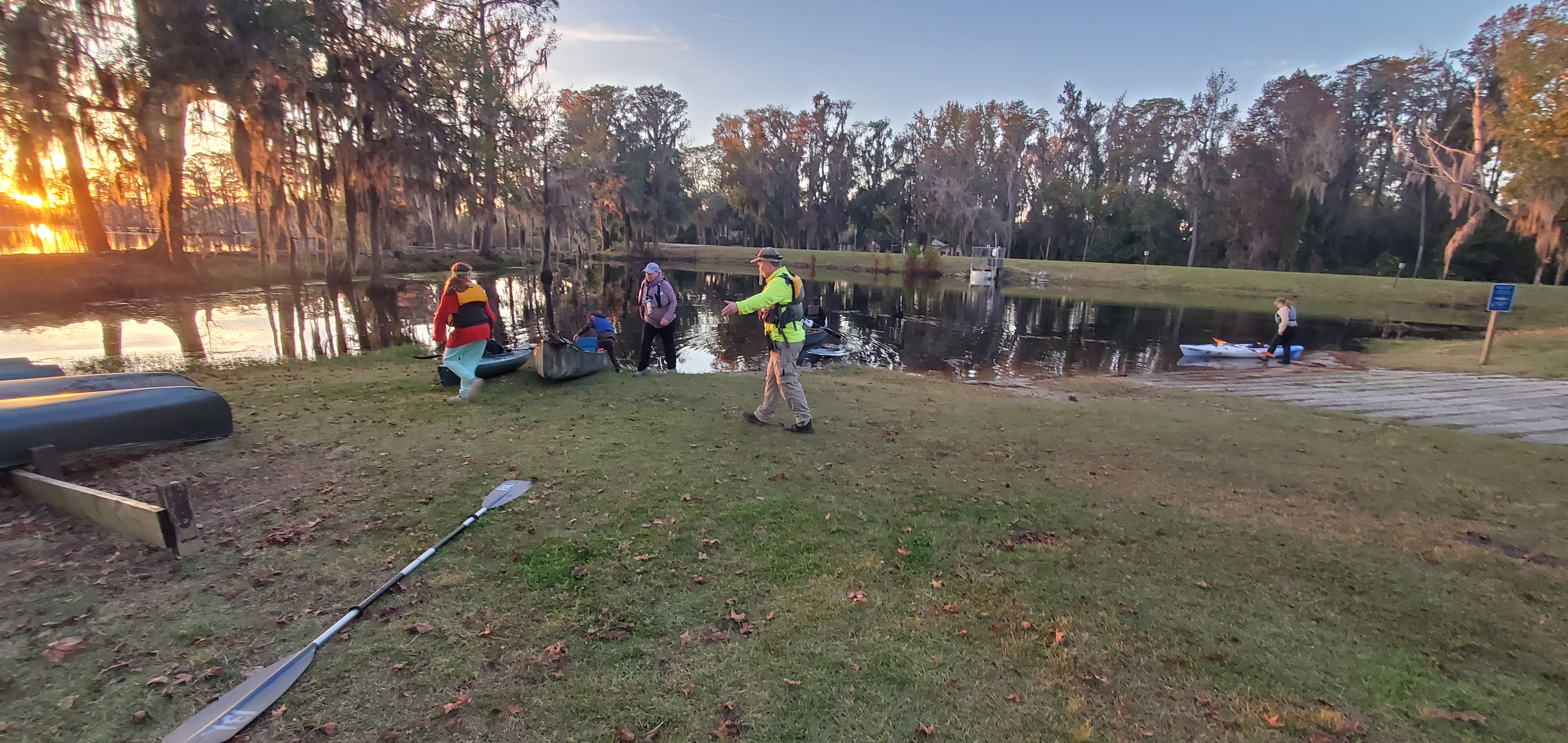 Holly Jones herds the paddlers to the water