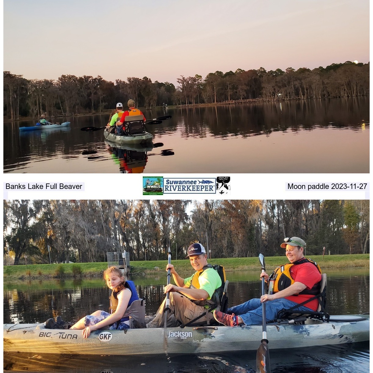 IG: Full moon rising over Holly Jones and family in the raffle kayak they won 2022-12-07