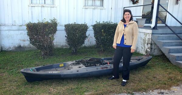 [Janet Martin with kayak]