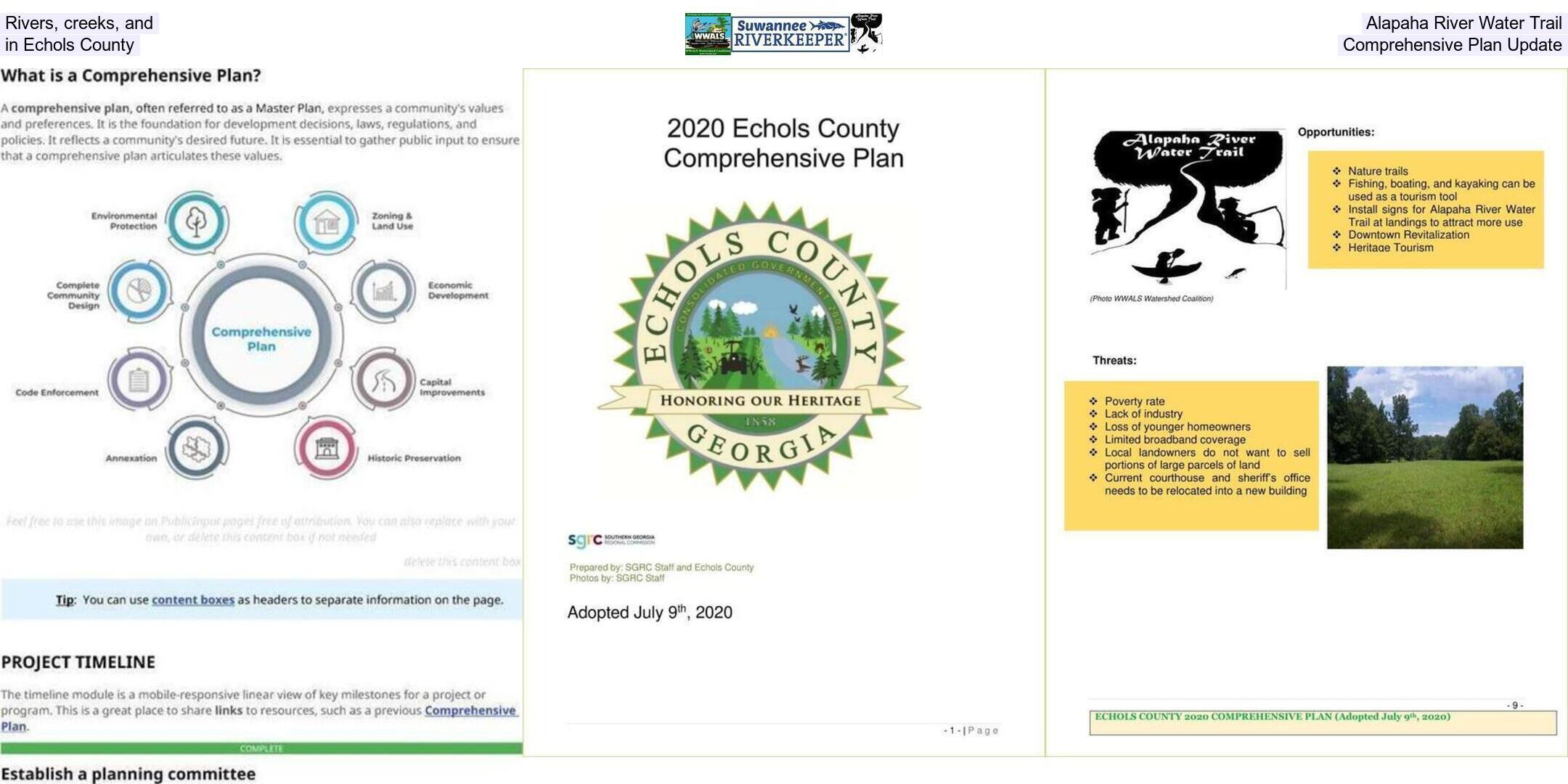 Rivers, creeks, and Alapaha River Water Trail in Echols County Comprehensive Plan Update