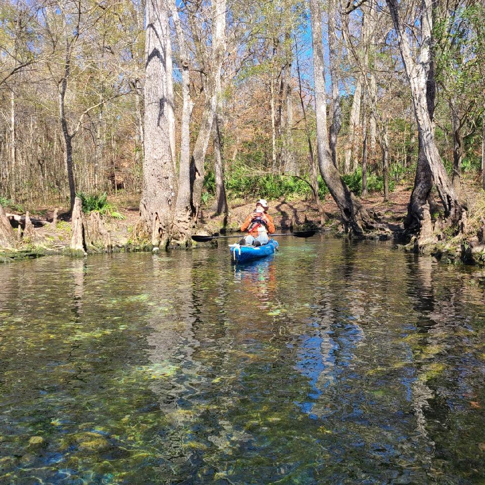 Suwannee Riverkeeper John S. Quarterman at a spring --Merrillee Malwitz-Jipson