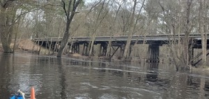 [River under NSRR Bridge today, 10:27:52, 30.8637813, -83.3224009]