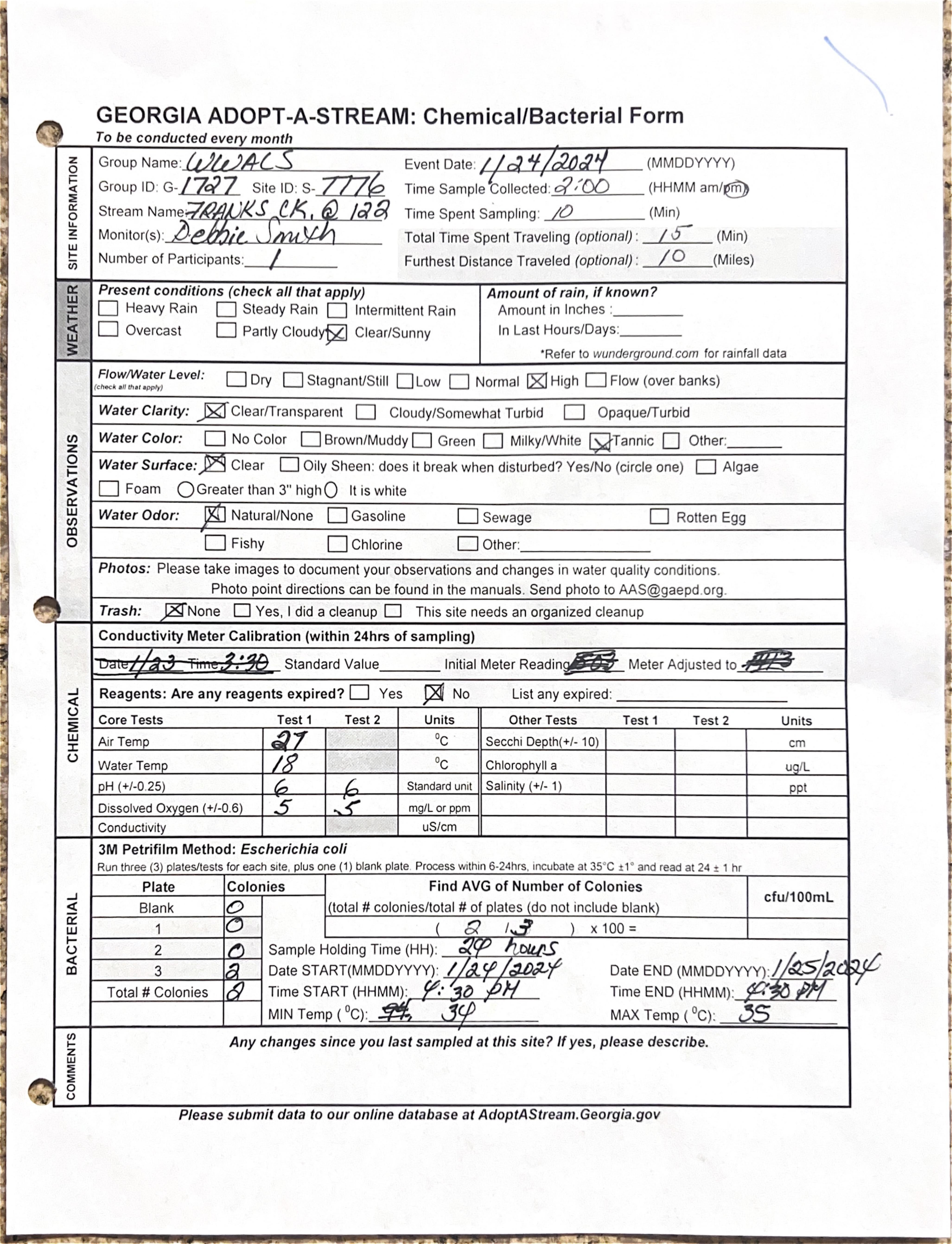 Franks Creek @ GA 122, Form 2024-01-25