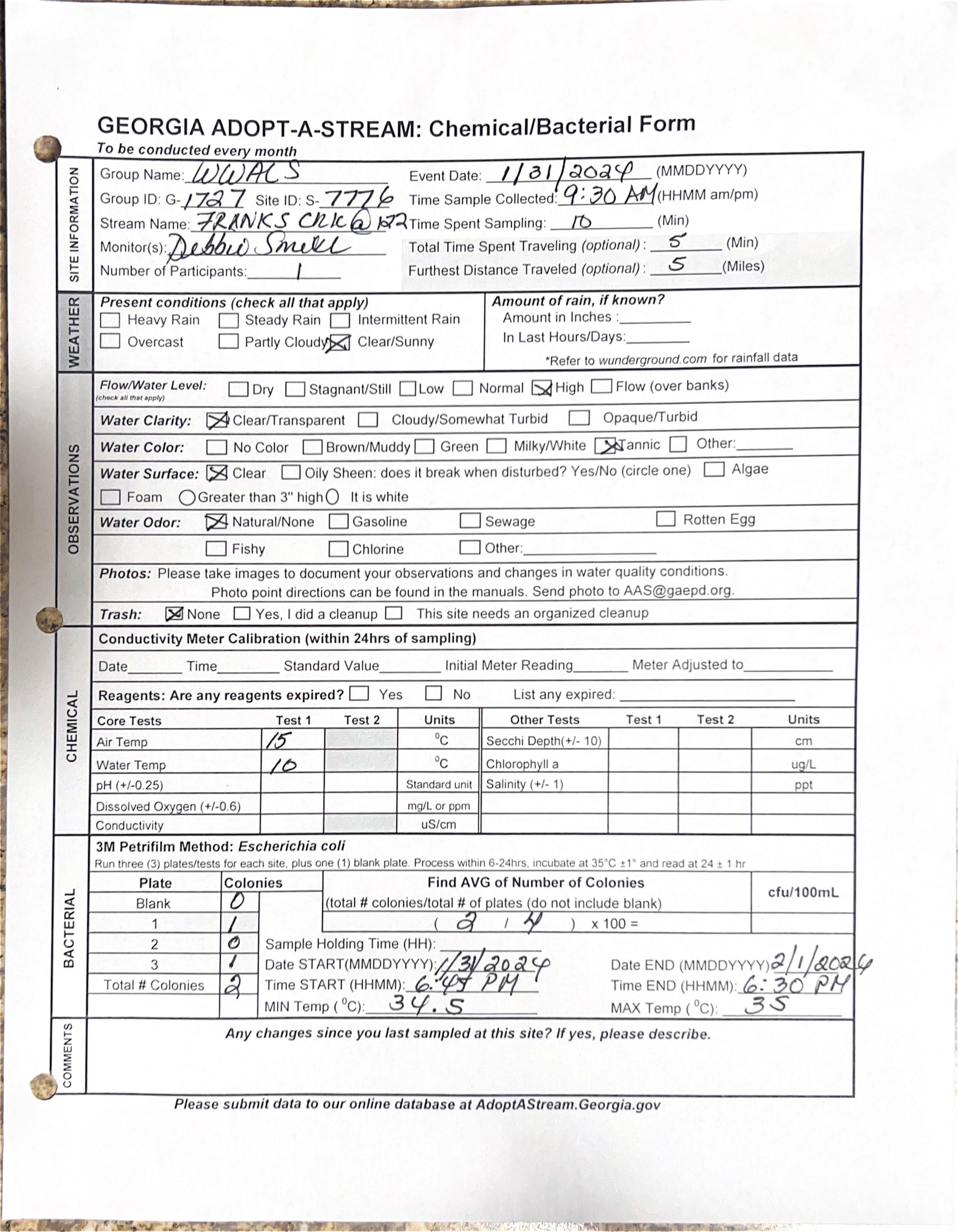 Franks Creek @ GA 122 Form, 2024-01-31