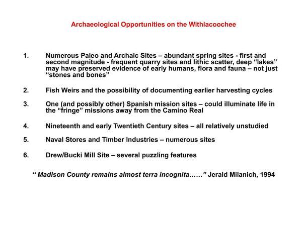 Archaeological Opportunities on the Withlacoochee