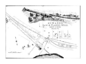 [Map: Suwannee Saw & Planing Mills, Drew & Bucki, Ellaville, Fla.]