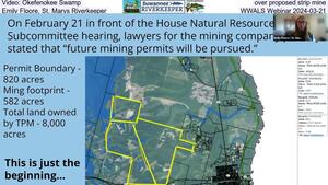 [Video: Okefenokee Swamp, over proposed strip mine, Emily Floore, St. Marys Riverkeeper, WWALS Webinar 2024-03-21]