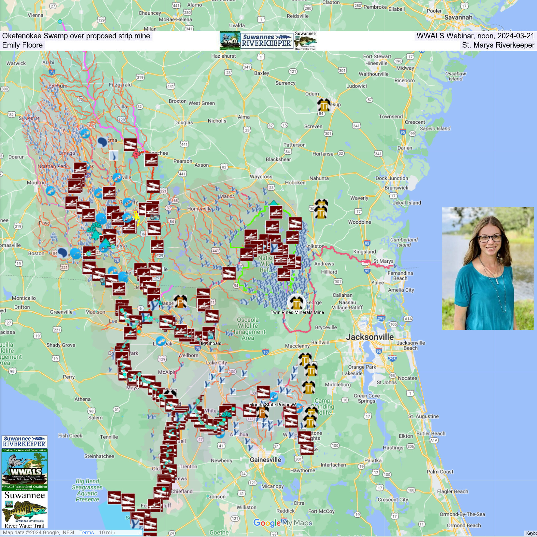 Okefenokee Swamp over proposed strip mine --Emily Floore, WWALS Webinar