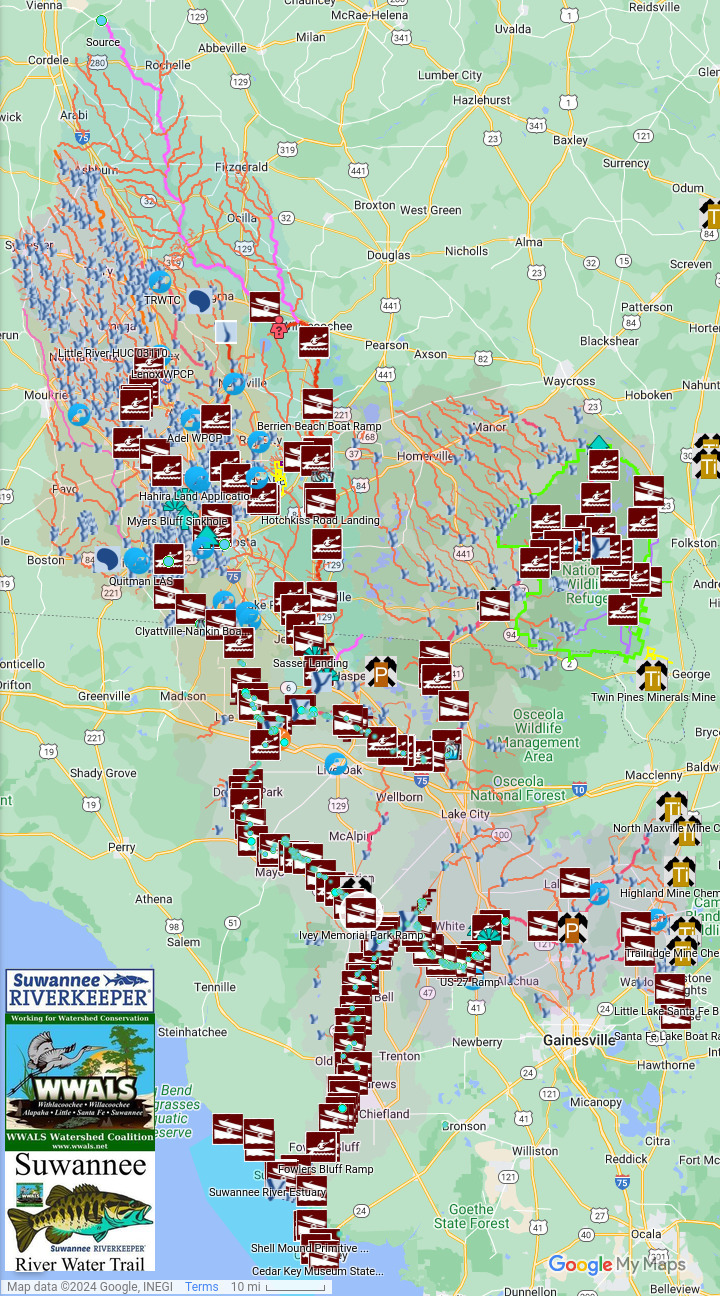 Map: Ivey Memmorial Boat Ramp, Branford, FL, Suwannee River 2024-04-04