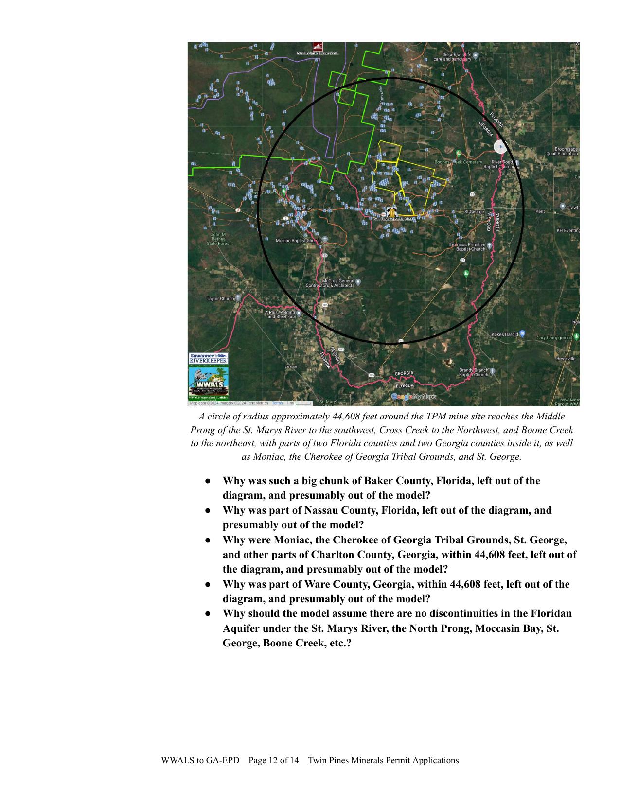 Why should the model assume there are no discontinuities in the Floridan Aquifer under the St. Marys River, the North Prong, Moccasin Bay, St. George, Boone Creek, etc.?