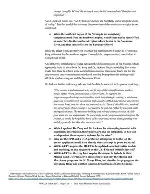 [While I applaud Dr. Zeng and Dr. Jackson for attempting to model with insufficient information, their models are also too simplified, so how can we depend on them to prove no harm by the mine?]