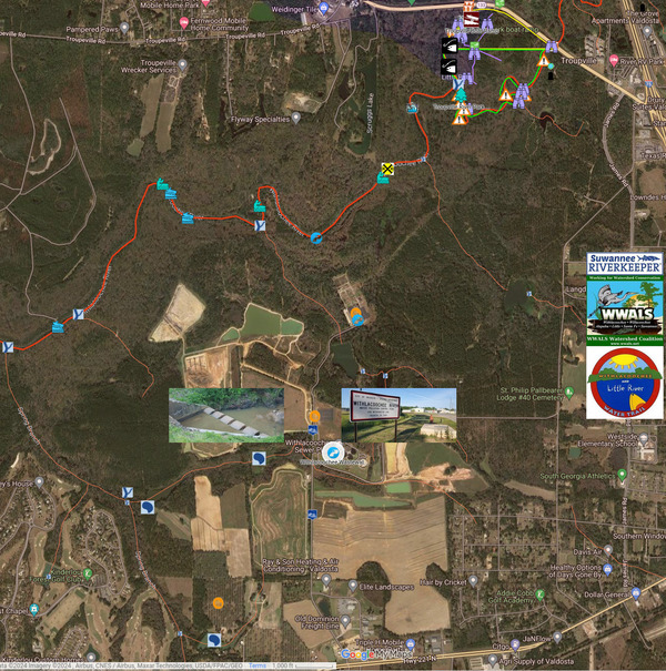 [Map: Valdosta WWTP and Spring Branch in WLRWT]