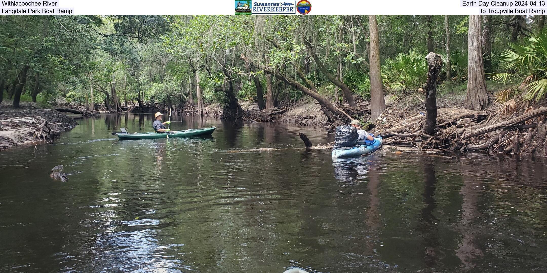 Withlacoochee River, Earth Day Cleanup 2024-04-13, Langdale Park Boat Ramp, to Troupville Boat Ramp