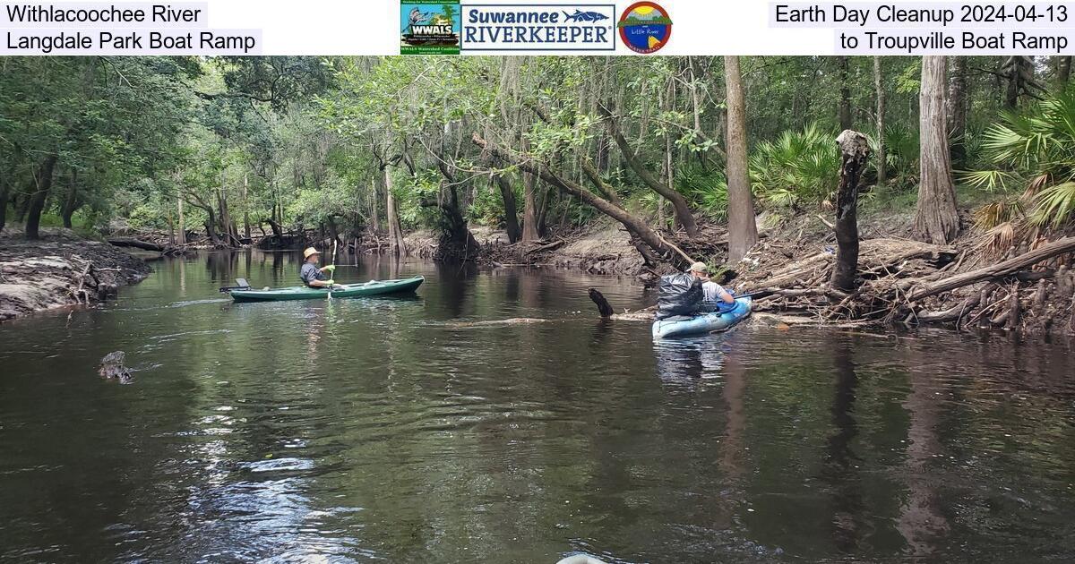 Withlacoochee River, Earth Day Cleanup 2024-04-13, Langdale Park Boat Ramp, to Troupville Boat Ramp