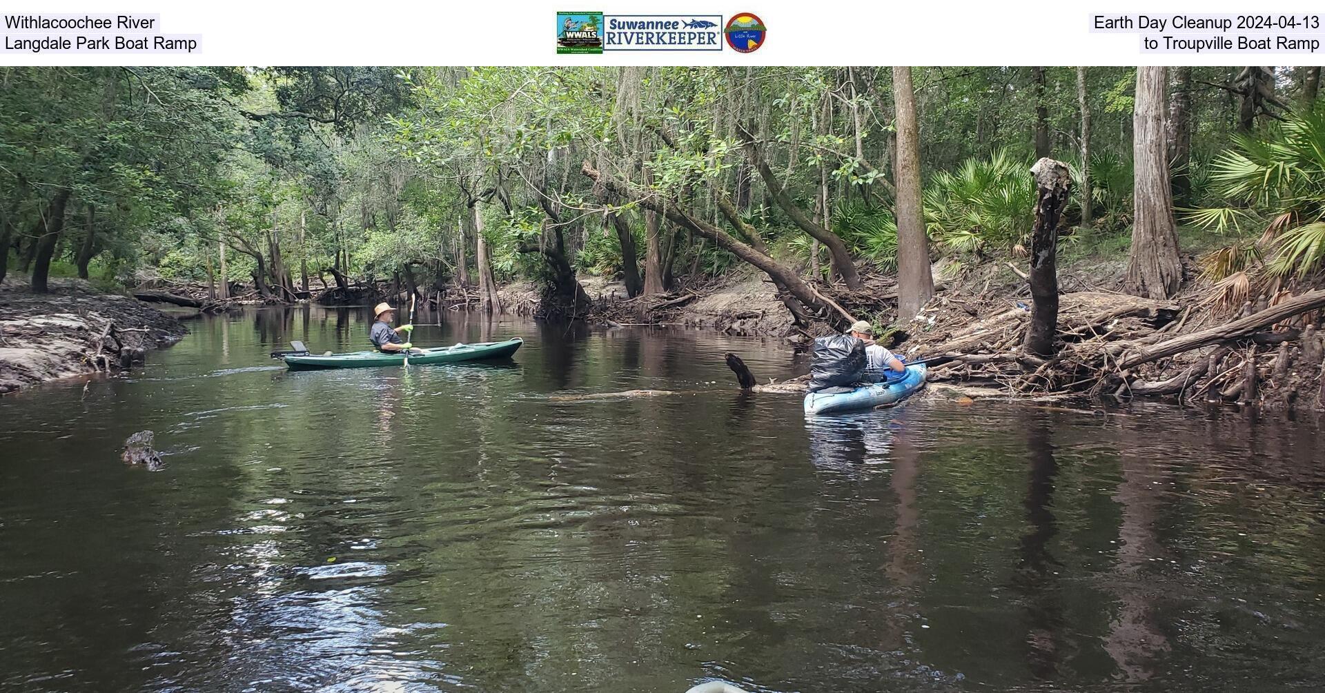 Withlacoochee River, Earth Day Cleanup 2024-04-13, Langdale Park Boat Ramp, to Troupville Boat Ramp