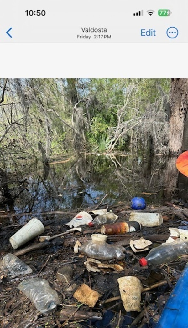 Styrofoam and plastic bottles